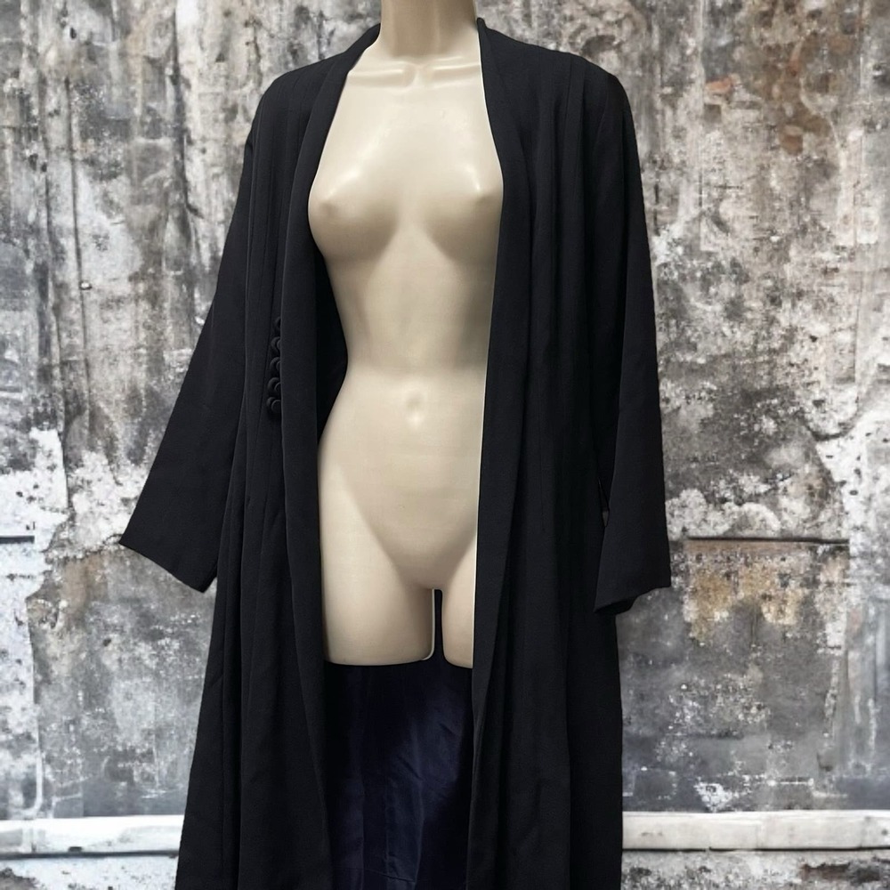 Vintage 1930s-1940s Dark Blue Wool Princess Double Breasted Coat Original WWII - Picture 7 of 16